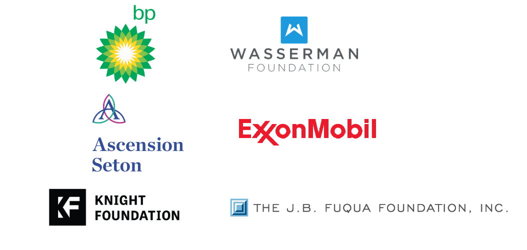 LBJ 50th anniversary sponsors: BP, Wasserman Foundation, Seton, ExxonMobil Foundation, Paul and Ada Kinscherff, Knight Foundation, Deedie Rose, Fuqua Foundation