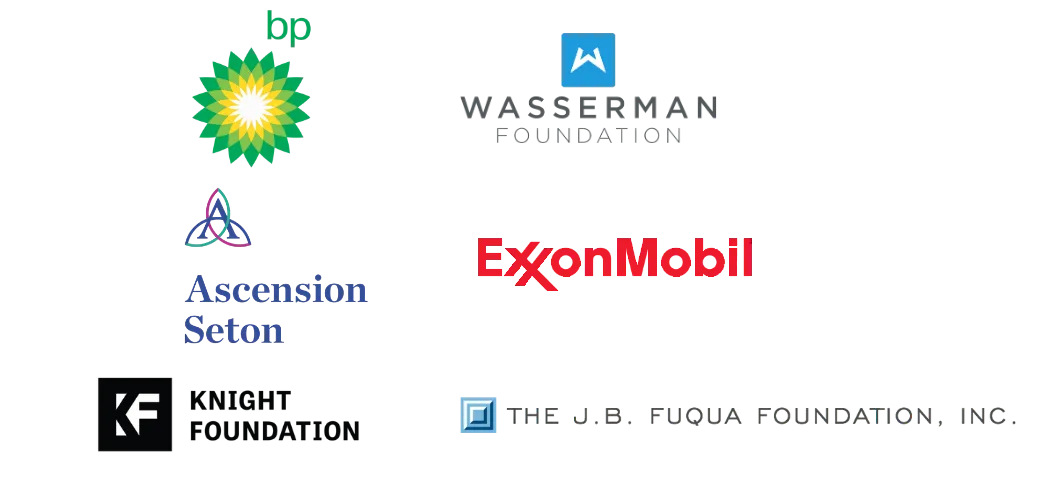 LBJ 50th anniversary sponsors: BP, Wasserman Foundation, Seton, ExxonMobil Foundation, Paul and Ada Kinscherff, Knight Foundation, Deedie Rose, Fuqua Foundation