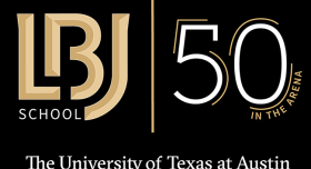 LBJ 50th anniversary logo with The University of Texas at Austin